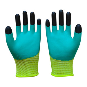 Guantes Cómodos, Resistentes a la Abrasión, Antideslizantes, Xingyu L428, Transpirables, con Puño de Punto Recubierto de Látex, 24CM, Verde y Azul, Personalizables - Product Image 2