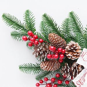 Custom 40Cm Christmas <b>Wreath</b> Garland Red Berry Pe Vine With Ribbon | Door & Wall Decor Sywa40 - Product Image 1