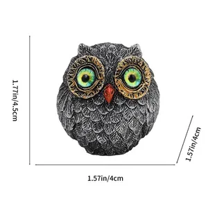 Décorations décoratives : Sculpture d'hibou en résine, figurine d'hibou miniature mignonne, ornements de bureau pour cadeau d'enfant, étagère, chambre à coucher - Product Image 5