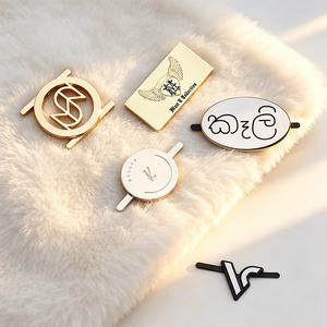 Custom Metal Garment Labels Rectangle Shape Gold <b>Silver</b> Embossed Logo Flag Tags for Clothing Accessories Laser Cut Edge - Product Image 3