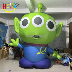 Enorme Mostro Gonfiabile Verde a Tre Occhi, Alieno Spaziale Cartoon - Product Image 1