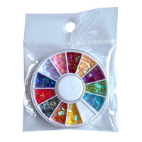SunelPort Lentejuelas Delgadas Brillantes en Forma de Corazón de 3mm de Diámetro, Decoraciones de Uñas Francesas y Japonesas en Disco de 12 Rejillas, DIY