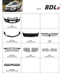 Kit de carrocería: Labio de parachoques delantero, difusor de parachoques trasero para Lancer Evolution 9 EVO 7 8 9, embellecedor de parrilla, piezas de plástico ABS para estilo de coche - Product Image 6