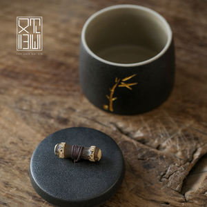 Contenitore per tè in porcellana nera sigillato a prova di umidità piccolo contenitore per tè in ceramica tè portatile - Product Image 3