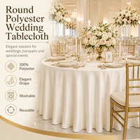 Nappe Ronde en Polyester pour Mariage, Réutilisable et Lavable, Housse de Table de Banquet, Taille Personnalisée pour Événements (Vente en Gros)