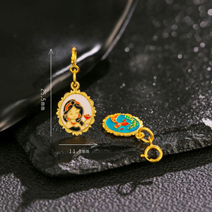 Collier de clavicule de princesse plaqué or 24 carats, bleu brûlé, <span class=keywords><strong>Elsa</strong></span>, Blanche-Neige, pendentif double face - Product Image 2