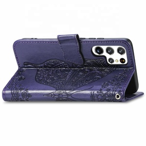 Custodia a Portafoglio per <span class=keywords><strong>Samsung</strong></span> S26 Ultra S25 S24 S23 con Porta Carte di Credito, in Pelle PU con Motivo Farfalla e Cinturino da Polso - Product Image 6