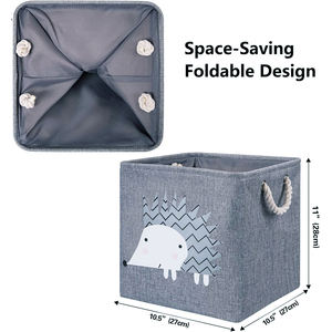 Toptan hafif katlanabilir pamuk ve kenevir jüt kumaş depolama Bin sepet çamaşır oyuncaklar için giysi - Product Image 2