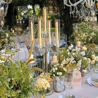 Porte-bougie en cristal à 5 bras, pas cher, pour centre de table de mariage, décoration de table pour événements et fêtes