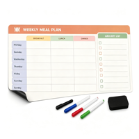 Planificateur magnétique pour réfrigérateur en papier inscriptible avec calendrier mensuel, planning hebdomadaire et liste de notes, impression de logo personnalisée