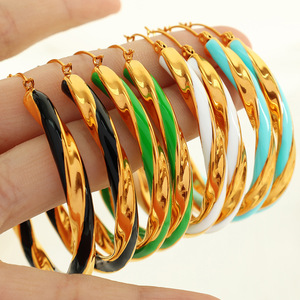 <b>Hoop</b> Earrings Zinc Alloy Gold Plated Multi Color <b>Large</b> Exaggerated Women's Fashion Jewelry Set - Product Image 1