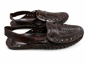 Sandalias de Cuero Cosidas a Mano, Color Marrón, con Tira al Tobillo, Calzado Informal de Estilo Étnico - Product Image 4