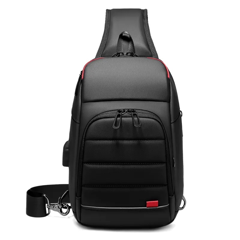 2019 Fashion functional men's chest pack cross body backpack with USB charging port