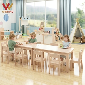 Meubles de classe Montessori pour l'école maternelle, ensemble table et chaise, table rectangulaire en contreplaqué pour les activités <span class=keywords><strong>d</strong></span>'apprentissage des enfants - Product Image 1