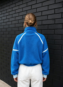 Custom Embroidery Logo Stand Collar Outdoor Fleece Half Zip Sweatshirt 300gsm <strong>Sherpa</strong> Fleece <strong>Women</strong> Pullover Sweatshirt <strong>Hoodies</strong> - Product Image 4