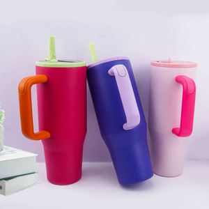 Gobelet isotherme en acier inoxydable de 40 oz avec couvercle anti-fuite, paille rabattable, poignée, pour voiture, moderne, logo personnalisé, écologique, pour boissons - Product Image 4