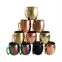 Tasse à boire en cuivre plaqué moderniste Mule de moscou, Mug en cuivre brillant martelé mule de moscou