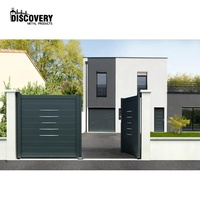 Nouvelle porte battante en aluminium allée portail gris moderne porte battante électrique Double portes coulissantes pour maison de banlieue