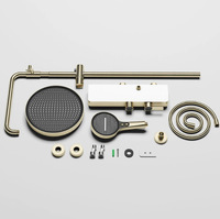 Ensemble de douche mural pour salle de bain, système de douche pluie, en cuivre et acier inoxydable 304, haute pression, barre coulissante, finition chromée, massage