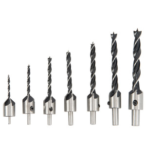 ZHCY Three Point Woodworking <b>Drill</b> <b>Bit</b> Set Inch Fast Boring <b>Bits</b> For Smooth Finish Hardened Steel Round Shank - Product Image 1