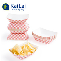 Impression biodégradable personnalisée Revêtement PE Plateau à déjeuner pour aliment chaud Plateau à papier alimentaire en forme de bateau