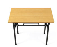 Table de formation pliante moderne à double niveau en bois et métal, avec pieds réglables, mobilier de bureau portable
