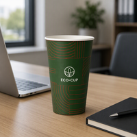 Gobelet en papier monocouche, 22 oz, matériau alimentaire biodégradable avec revêtement PE, couleur personnalisée, logo, couvercle assorti