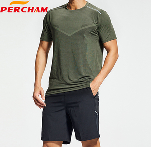 Erkekler İçin Hızlı Kuruyan Yuvarlak Yaka Spor Giyim Özel Logo Spor Tarzı Paisley Desenli Dokuma Tişörtler Kısa Kollu Boş Toptan - Product Image 6