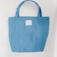 Sac fourre-tout réutilisable en toile bleue avec fermeture éclair, style décontracté, pour courses, rangement et organisation polyvalente
