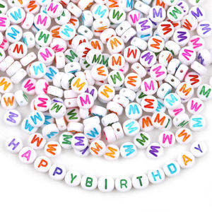 Perles acryliques blanches oblates, lettres individuelles, fabrication de bijoux DIY, bracelet, chaîne de téléphone portable, matériau en lucite - Product Image 1