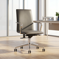 Chaise de bureau de direction de luxe en cuir gris moderne, ergonomique, pivotante, à dossier bas, réglable en hauteur, personnalisable