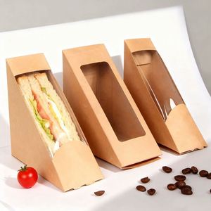 Rapid Production Custom Food Safe Kraft Sandwich Box Manufacturer Direct Window Packaging for Sandwich Shops and Cafes - Product Image 1
