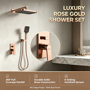 Ensemble de robinetterie de salle de bain et de <span class=keywords><strong>douche</strong></span> de luxe en laiton brossé or rose, prix d'usine, vente en gros - Product Image 4