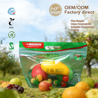 Verpakkingen van gaas voor verse groenten en fruit, 2 mil dikke transparante polypropyleen plastic zakken, op maat gemaakte biologisch afbreekbare vesten met handvat en bedrukte patronen