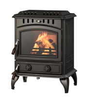 Estufa de Hierro Fundido Ecológica sin Humo para Bioetanol/Gas con Horno, Calefacción Interior/Exterior, Diseño Moderno, Garantía de 3 Años