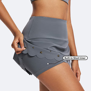 74% 나일론 26% 스판덱스 리벳 조절식 스트랩 스포츠 브라 및 짧은 치마 세트 스포츠 의류 피트니스 테니스 세트 야외용 - Product Image 3