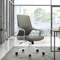 Chaise de bureau ergonomique pivotante en cuir véritable avec base chromée, design moderne confortable, hauteur réglable, garantie de 3 ans