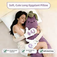 Coussin corporel long en peluche style dessin animé pour dormeurs latéraux - 51 pouces, doux, en forme de mangue et d'aubergine, pour prévenir la compression des jambes au lit