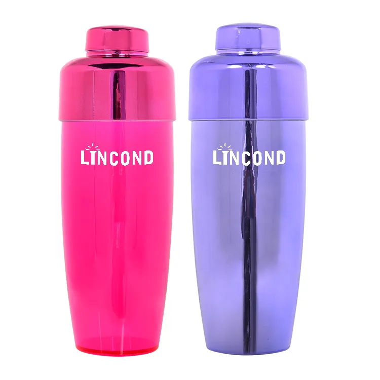 Factory sale high quality plastic led cocktail shaker cup customized logo for bar/party/wedding