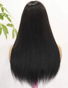 Compre artículos a granel para reventa 300 Densidad Lindo Recto 22 pulgadas Pelucas negras sin pegamento para mujeres Bang Layered Lace Front Peluca de cabello humano - Product Image 2