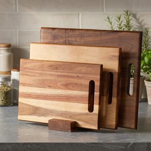 Planche à découper rectangulaire en bois de qualité supérieure, bois massif naturel, style moderne et unique, durable, facile à nettoyer, passe au lave-vaisselle, 2,0 cm - Product Image 3