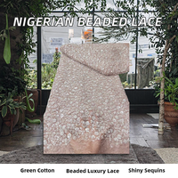 Tissus en dentelle perlée à sequins 100 % coton écologiques HFX 2025 – Robes de mariée nigérianes et sacs de haute qualité pour fêtes