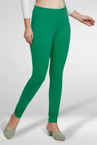 Leggings Elásticos Verdes Sólidos para Mujer, Pantalones Casuales Cómodos de Corte Ajustado - Product Image 2