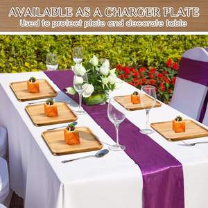 Ensemble de 3 assiettes en bois d'acacia, 9-6 pouces, plateaux de service en bois d'acacia, assiettes de cuisine rustiques, <span class=keywords><strong>vaisselle</strong></span> en bois réutilisable - Product Image 3