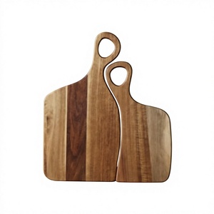 Planche à découper en bois d'acacia et de teck rectangulaire de 2,0 cm d'épaisseur avec poignée en bois, écologique, légère, durable, passe au lave-vaisselle - Product Image 2