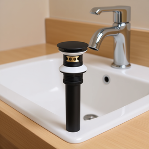 Desagüe de Lavabo Pop-Up de Latón Negro con Rosca de 2.8 Pulgadas, Diseño Minimalista para Baño - Product Image 2