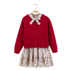 Children Girl Autumn Girls Knit Cotton Long Floral Cotton <strong>Kids</strong> <strong>Dresses</strong> Newest Design From Online Wholesale Shop - Product Image 1