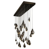 Lustre moderne de luxe personnalisé en forme de goutte de pluie, en laiton massif et cristal, luminaire suspendu artistique pour la décoration de couloir d'escalier, hall d'entrée, villa, hall de réception