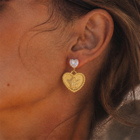 Boucles d'oreilles pendantes en forme de cœur avec zirconiums, en acier inoxydable plaqué or 18 carats, étanches, de la marque J&D Jewelry, pour femmes, cadeau romantique