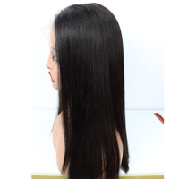Perruque en cheveux humains vierges indiens bruts Remy, 16 pouces, transparente, sans colle, avec dentelle frontale, double épaisseur, vente en gros